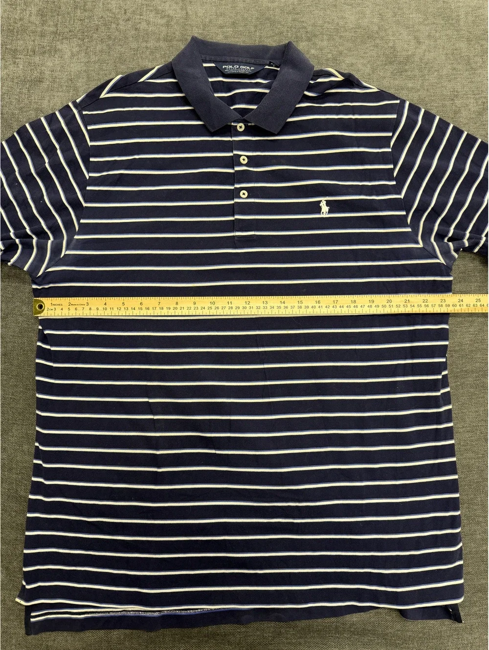 Ralph Lauren Polo Golf Men's XL Navy Blue Striped Polo Shirt